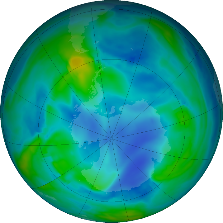 Antarctic ozone map for 21 May 2017